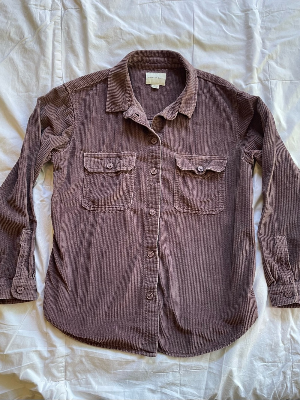 American Eagle Outfitters Corduroy Button-Up Shirt Jacket — Brown